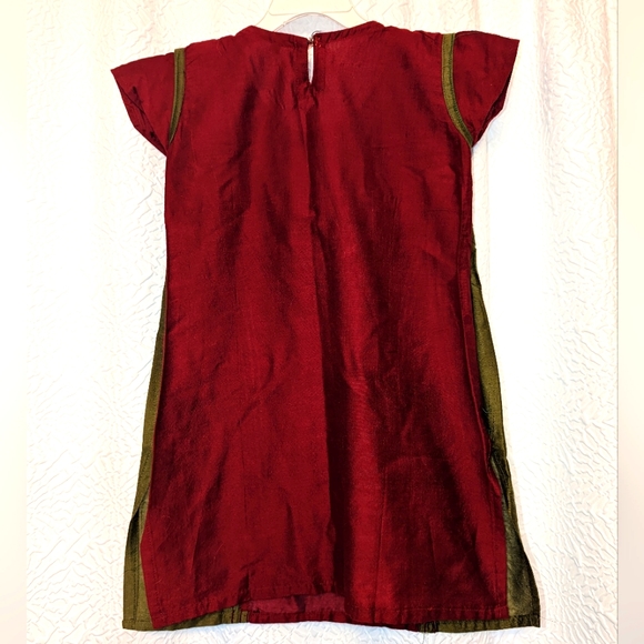 Girls Indian wear Kurta top red and green size 32 - Picture 2 of 3